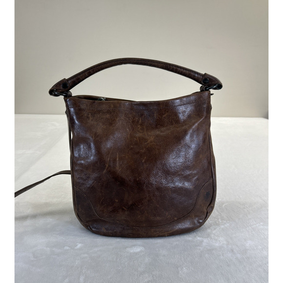 Frye Leather Melissa Hobo Boho Style Shoulder Bag Brown Crossbody Bnfts Charity - Picture 1 of 12